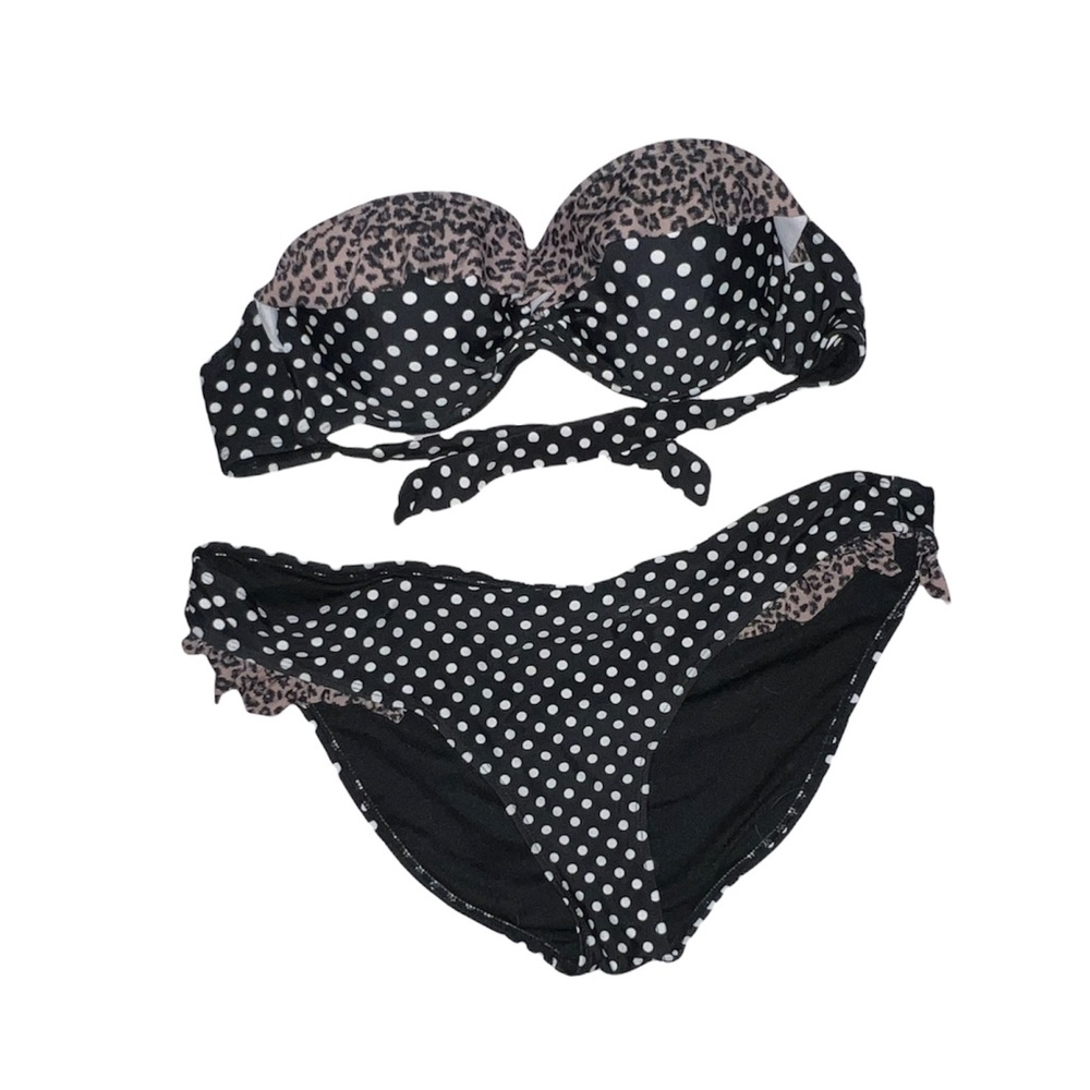 polkadot and cheetah print pinup bikini